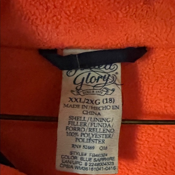 Faded Glory Navy and Royal Blue Puffer Jacket with Bright Orange Trim - Picture 3 of 4